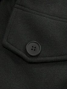 Manfinity Mode Men's Solid Color Lapel NeckFaux Two Pieces Long Sleeve Casual Woolen Jacket, Autumn/Winter