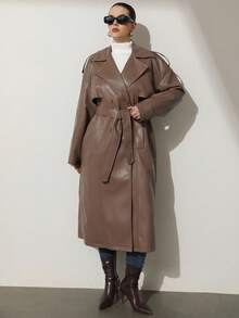 Aveloria Modichic Elegant Cloak-Style Windbreaker, Fashionable Design, Versatile Minimalist Windbreaker Jacket For Women - Khaki - View 5