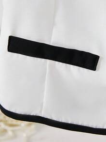 SHEIN Explorewe 1套优雅黑白撞色无袖背心+阔腿裤套装 常规厚度休闲春夏 - 白色 - 查看 5