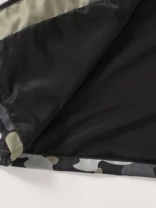 Tween Jungen Camouflage Patchwork Langarm Reißverschluss Kapuzenjacke, Herbst