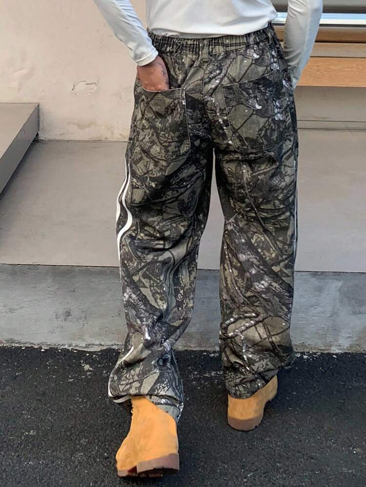 Men's Multi-Color Camouflage Casual Jeans, Street Style, Autumn