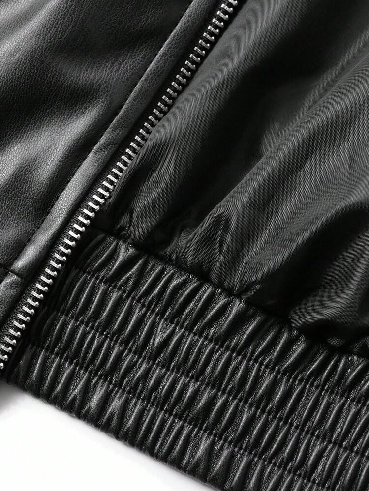 Tween Girls' Faux Leather Collar Jacket, Autumn