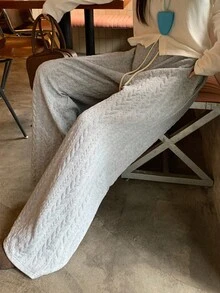 DAZY Women's Textured Casual Loose Wide-Leg Sweatpants, Solid Color, Autumn/Winter Women Joggers