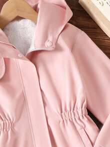 SHEIN 1 件女童保暖内衬休闲夹克，适合秋冬季外出和日常穿着 - 粉色 - 查看 5