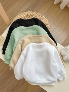 SHEIN Bộ 4 áo nỉ dài tay giữ ấm màu trơn dễ thương cho bé gái, thích hợp cho mùa thu/đông. - Nhiều màu - Xem 2