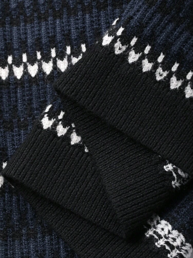 Women's Elegant Commuter Striped Button Decor Sweater Dress, Autumn/Winter