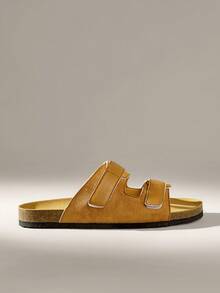 Solecia Men's Casual Flat Slide Sandals For Daily Wear - Brown - View 1