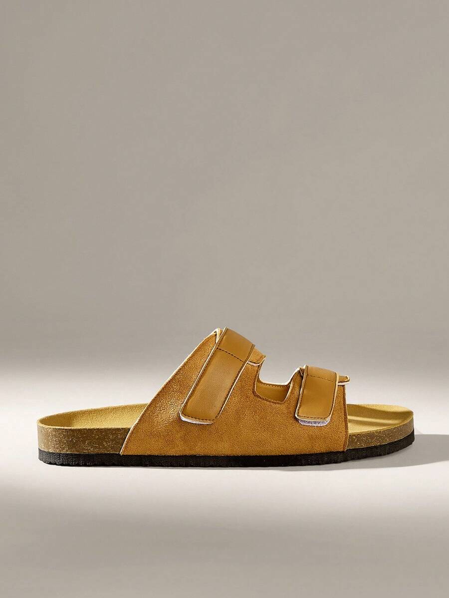 Solecia Men's Casual Flat Slide Sandals For Daily Wear - Brown - View 1
