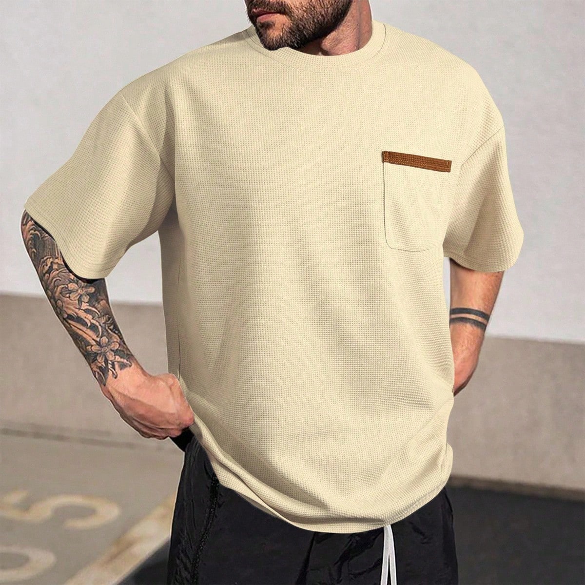 Camisetas para hombres con cuello redondo y manga corta, camiseta básica informal de verano de poliéster