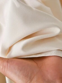 CosyJoli Blusa de manga larga con cuello en V, plisada, con volantes y lazo decorativo, blusa con lazo, blusa de mujer color crema con lazo, blusa elegante con pliegues, blusa de mujer - Albaricoque - Ver 6