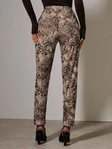 COSMINA 女士优雅豹纹紧身裤，秋冬 - 彩色 - 查看 2