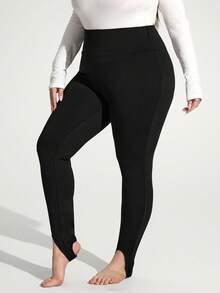 Enliva 大码女式修身保暖打底裤，适合万圣节/秋季/冬季穿着 - 黑色 - 查看 4