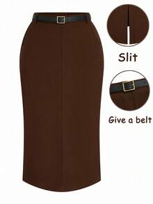 Velvienne Falda minimalista casual de unicolor talla grande