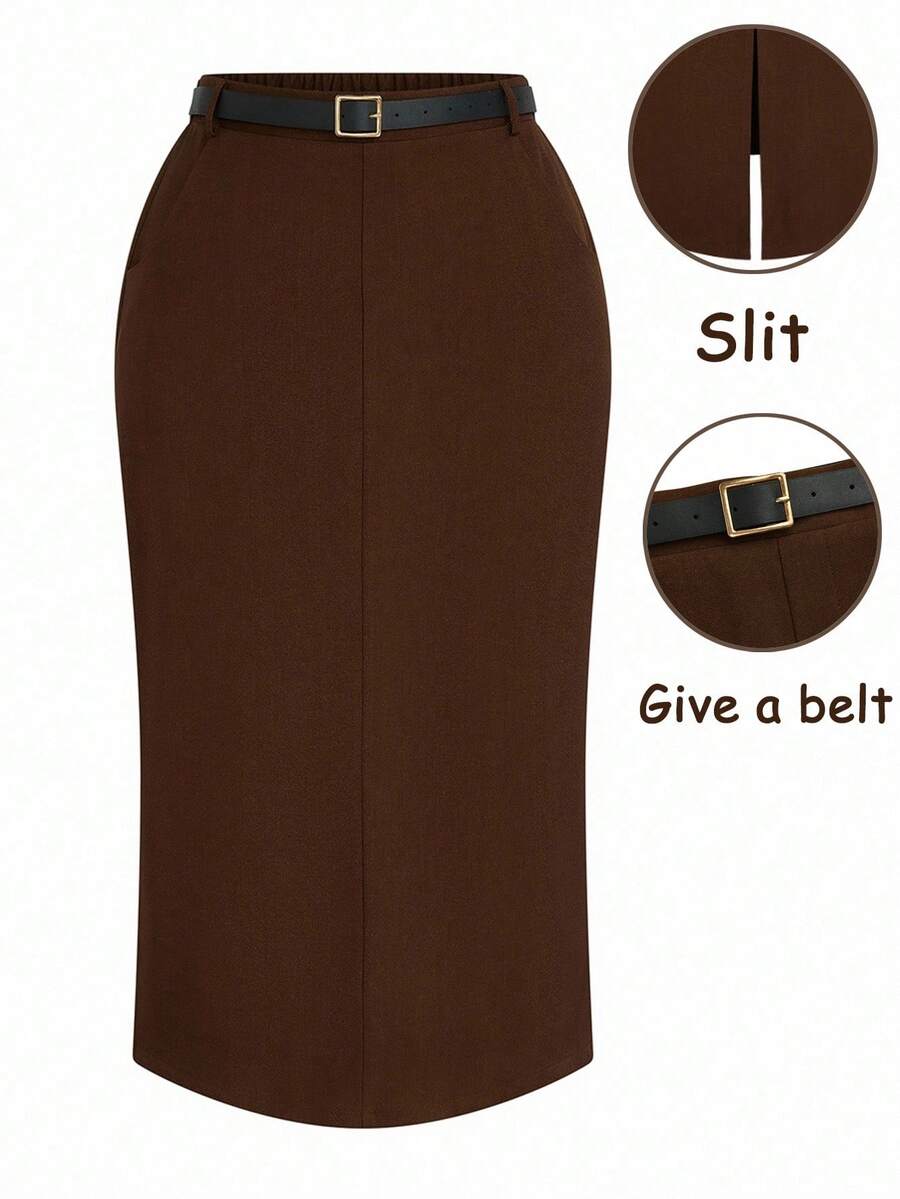 Velvienne Falda minimalista casual de unicolor talla grande