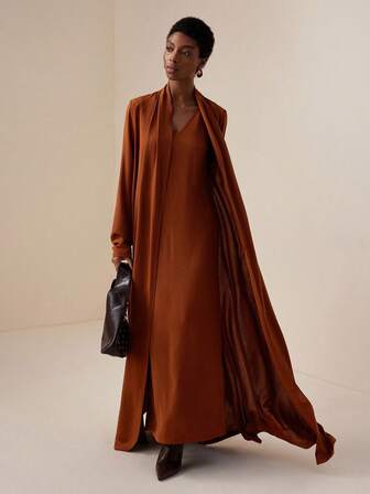 Vesra 女式纯色二合一设计长袖宽松直筒休闲连衣裙