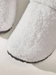 Solecia Women's Solid Color Round Toe Fluffy Slide Slippers Spring Shoes Spring Break Easter - White - View 4