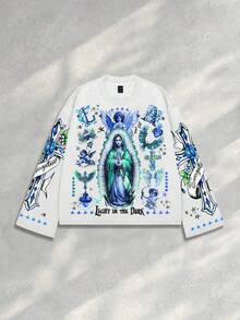 ROMWE MEN Street Life Men's Streetwear Graphic Print Tee, Suitable For Everyday Wear, Spring/Summer, Fall - White - View 4