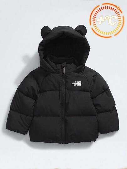 Barnpojkar Casual Bekväm Mångsidig Tjock Söt 3D Öronjacka, Lämplig För Höst Och Vinter