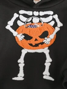 Cozy Pixies Conjunto de 2 peças de moletom com capuz e calça de cós elástico para bebê menino Halloween com estampa de abóbora - Multicolorido - Ver 3