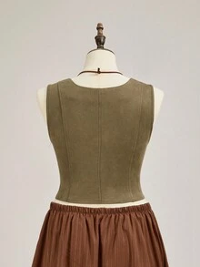 ROMWE EDITION Blusa de tirantes verde con bordado de mariposa y flores, talla grande - Burdeos - Ver 4