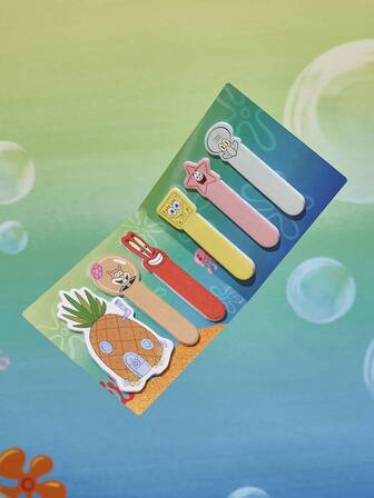 SpongeBob SquarePants | SHEIN Notepad Set, Cute Notepad, Writing Memo Pad Page Marker, Cartoon Children's Office School Supplies Creative Gift