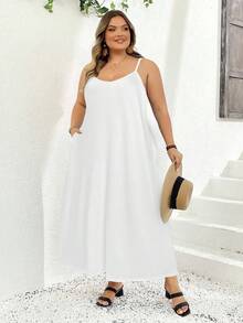 SHEIN CURVE+ Plus Size Black Dress, Basic Sleeveless, Spring/Summer