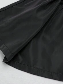 SHEIN Tween Girl Solid Color Drawstring Hooded Casual Jacket, With Drawstring Waist, Suitable For Autumn/Winter Black Hooded Jacket Girl Tween Girl Jacket Girls Black Jacket With Hood Cute Jackets For Girls  Girl Black Jacket Teen Girl Jacket Girls Hooded Jacket Cute Black Jackets For Girls Girls Black Rain Jacket Fall - Black - View 9