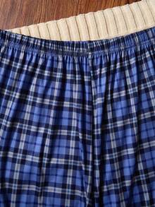 男士休闲格子睡裤三件套，舒适家居服，秋冬服装