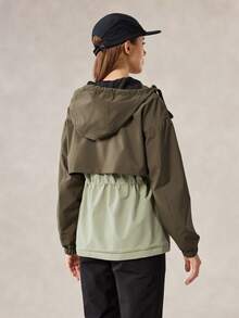 OutZeal Damen Outdoor-Jacke zum Wandern und Campen, mit Kordelzug an der Taille, Mesh-Einsatz am Rücken, Kapuze, Outdoor-Oberteil für Frühling und Herbst - Verschiedenfarbig - Übersicht 13