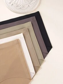 6pcs/Pack Seamless Solid Color Triangle Briefs Set, Simple Style - Multicolor - View 3