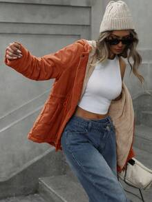 Aveloria Modichic Áo khoác mùa đông cho nữ, áo khoác mùa đông có mũ trùm đầu, đệm lót cách nhiệt bằng chất liệu tổng hợp Polyfill, áo khoác có thiết kế bảo hộ lao động, có lót giữ nhiệt cho mùa đông - Đỏ - Xem 1