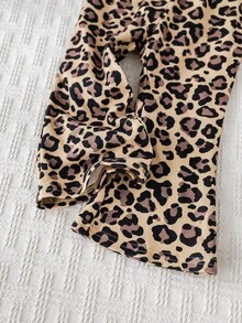 Cozy Pixies 2 件套女婴卡通动物印花柔软针织圆领长袖运动衫和松紧腰喇叭裤套装 - 彩色 - 查看 6