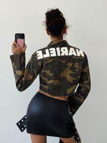 StreetHx Women's Fashion Camouflage Short Casual Denim Jacket - Multicolor - View 1