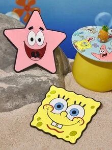 SpongeBob SquarePants | SHEIN 2 Pcs Cup Mat, Protect Desk, Desk Decoration.