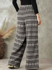 DAZY Quần dài nữ dáng rộng phong cách Bohemian, chất liệu giả lông cừu, thích hợp cho kỳ nghỉ. - Nhiều màu - Xem 5
