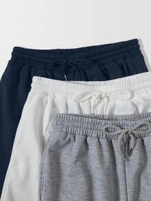 SHEIN Unity 3件套百搭黑、白、灰组合运动裤 - 彩色 - 查看 4