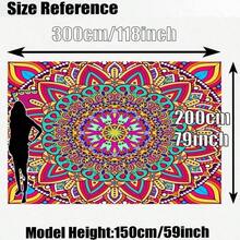 SHEIN 1件装数码印花户外遮阳帆，庭院遮阳篷，复古欧式曼陀罗花卉图案，防褪色，优质涤纶面料，结实耐用，配有4根绳子，可水洗，适合户外使用，如庭院、露营、海滩等，150克/平方米 - 彩色 - 查看 13