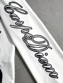 PAVTROS 男士街头风格流行 INS 搭配涂鸦美元肖像印花户外音乐节夜店男友丈夫礼物周年纪念礼物白色喇叭袖长袖 T 恤，图案短款上衣男士，图案长袖，嘻哈图案 T 恤，适合秋季 - 彩色 - 查看 4