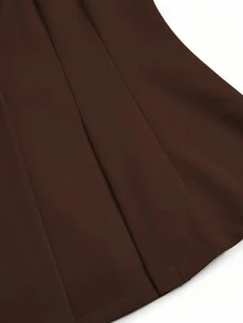 SHEIN Clasi 秋季大码女式纯色翻领长袖单扣优雅修身西装外套 - 咖啡棕 - 查看 3