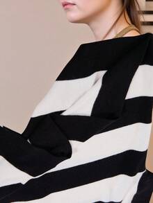 Roveilla Plus Size Color Block Striped Short Sleeve Knit Cardigan Winter Fall Autumn