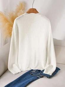 CosyJoli Women's Elegant Lace & Faux Pearl Splice Cardigan, Simple Solid Color, Autumn/Winter Lace Cardigan White Lace Cardigan Pearl Button Cardigan Cropped Cardigan White Cardigan Sweater White Knit Cardigan - White - View 2