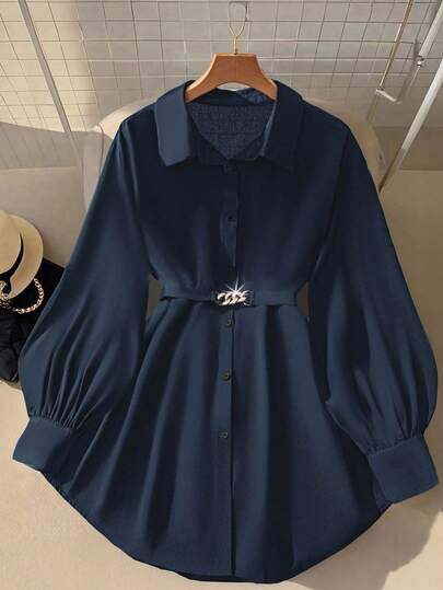 DreamSkyne Damblus med långa ärmar och metalldekor, elegant och trendig