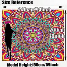 SHEIN 1件装数码印花户外遮阳帆，庭院遮阳篷，复古欧式曼陀罗花卉图案，防褪色，优质涤纶面料，结实耐用，配有4根绳子，可水洗，适合户外使用，如庭院、露营、海滩等，150克/平方米 - 彩色 - 查看 11