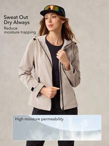 OutZeal 女式防水防风修身拉链口袋连帽户外外套徒步露营