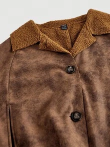 SHEIN MOD Brun termofodrad poncho med huva för kvinnor - Brun - Visa 3