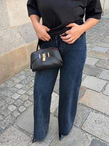 Jeta Ari Women's Mid-Rise Loose Fit Denim Pants - Dark Wash - View 3