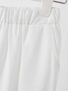 SHEIN Explorewe 1套优雅黑白撞色无袖背心+阔腿裤套装 常规厚度休闲春夏 - 白色 - 查看 6