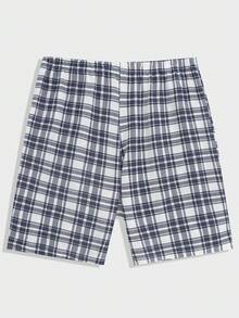 EURMUSE 3pcs Men's Plaid Pocket T-Shirt, Shorts And Pants Pajama Set
