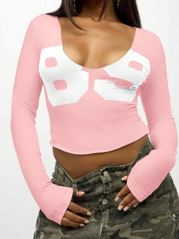 SUMWON WOMEN Top curto de manga comprida com design de bustiê