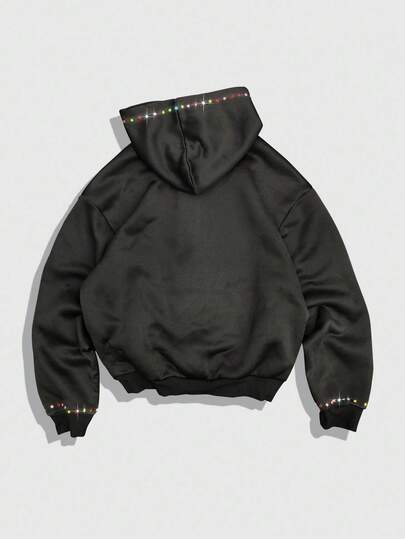 Street Life Sudadera con capucha casual para hombres decorada con rhinestones, para otoño